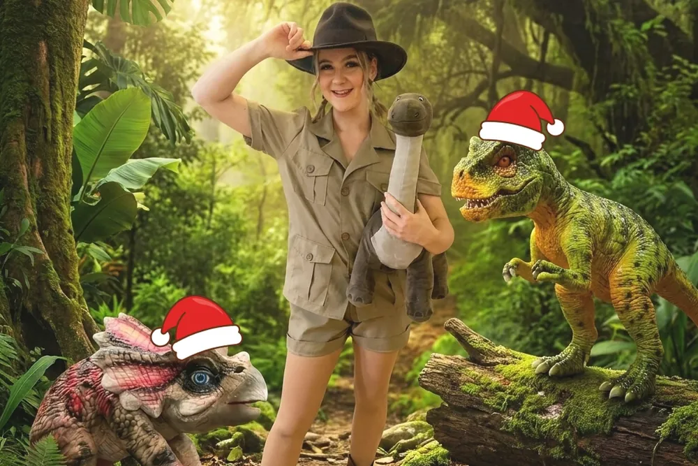 Children on a fossil dig at The Christmasaurus